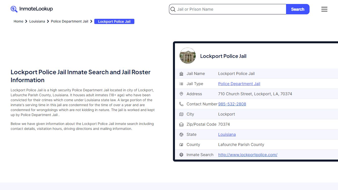 Lockport Police Jail Inmate Search and Jail Roster Information